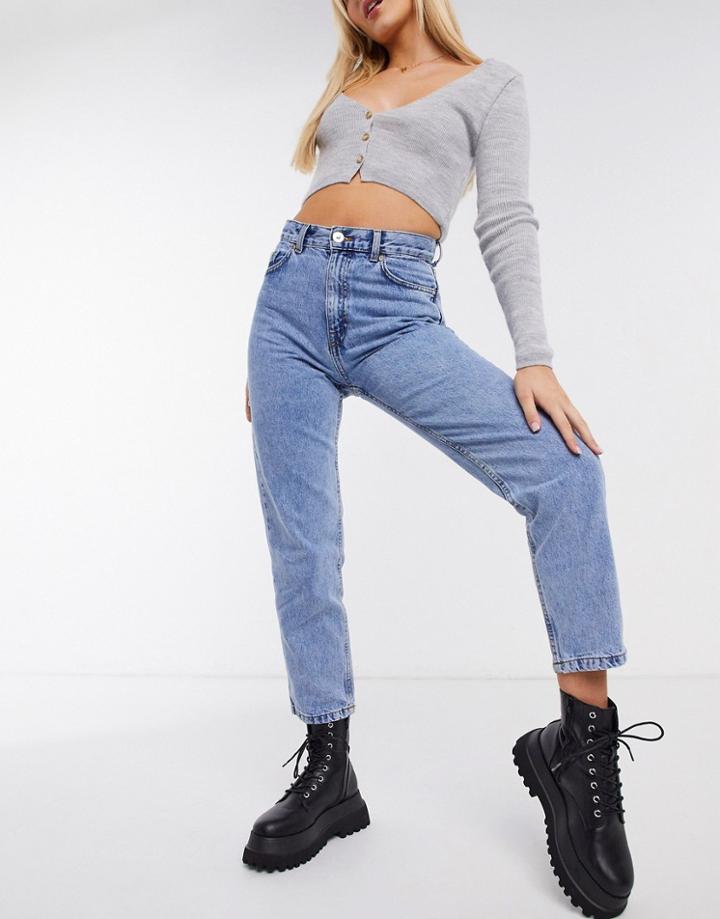 Pull & Bear Mom Jean In Light Blue