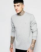 Farah Long Sleeve T-shirt With F Logo In Reg Fit - Gray