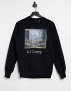 Topshop 'lowry' Motif Sweatshirt In Black