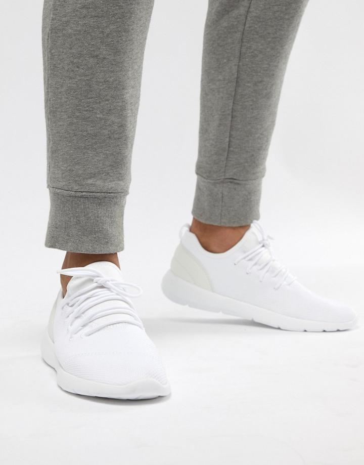 Pull & Bear Knitted Sneaker In White - White