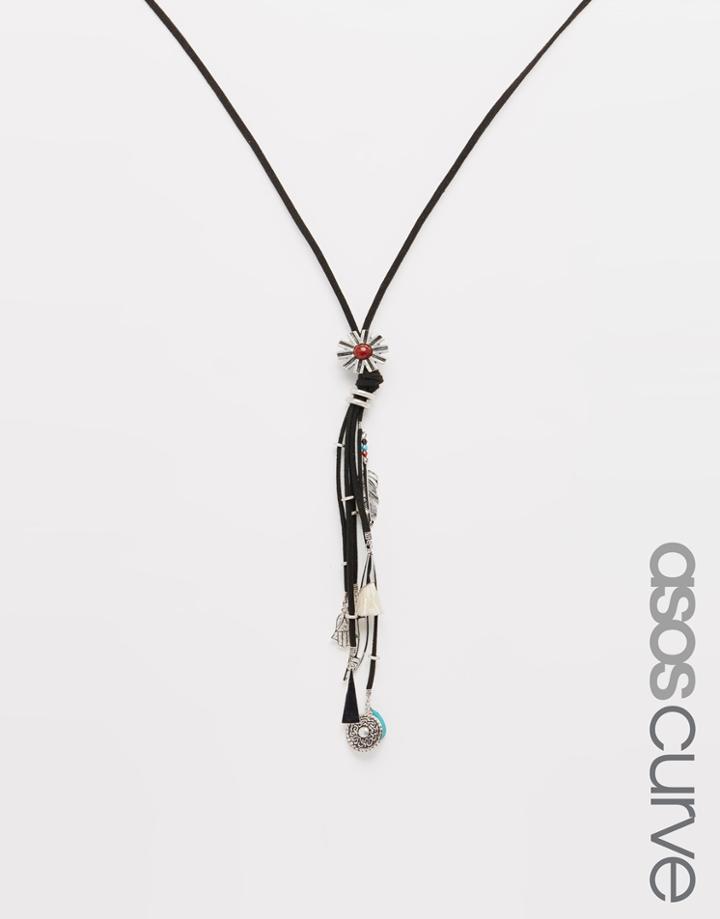 Asos Curve Western Tassel Necklace - Blue