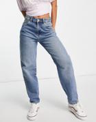 Pull & Bear Mid Waist Slouchy Jeans In Blue