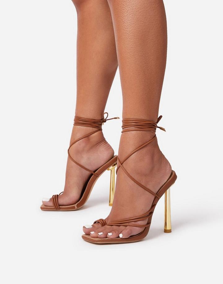 Ego X Jess Hunt Metal Heel Sandals In Tan-brown