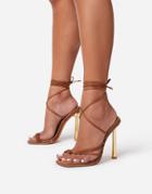 Ego X Jess Hunt Metal Heel Sandals In Tan-brown