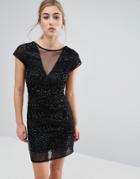 Miss Selfridge Geo Beaded Bodycon Dress - Black