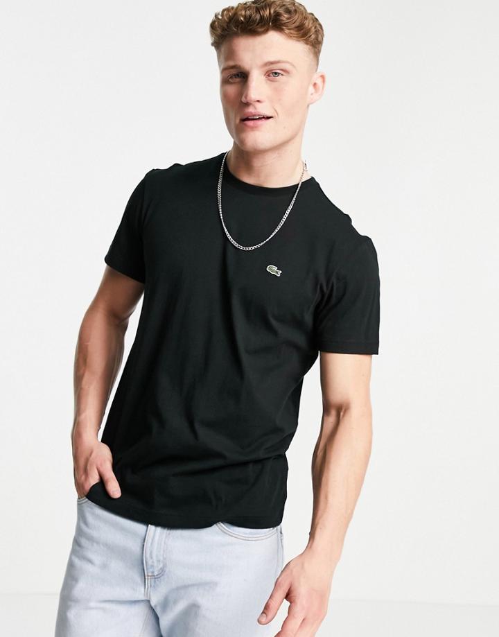 Lacoste T-shirt With Croc In Black
