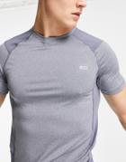 Asos 4505 Muscle Fit Training T-shirt With Contrast Panels In Recycled Polyester-gray