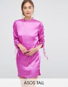 Asos Tall Mini Shift Dress With Tie Detail Sleeves - Pink