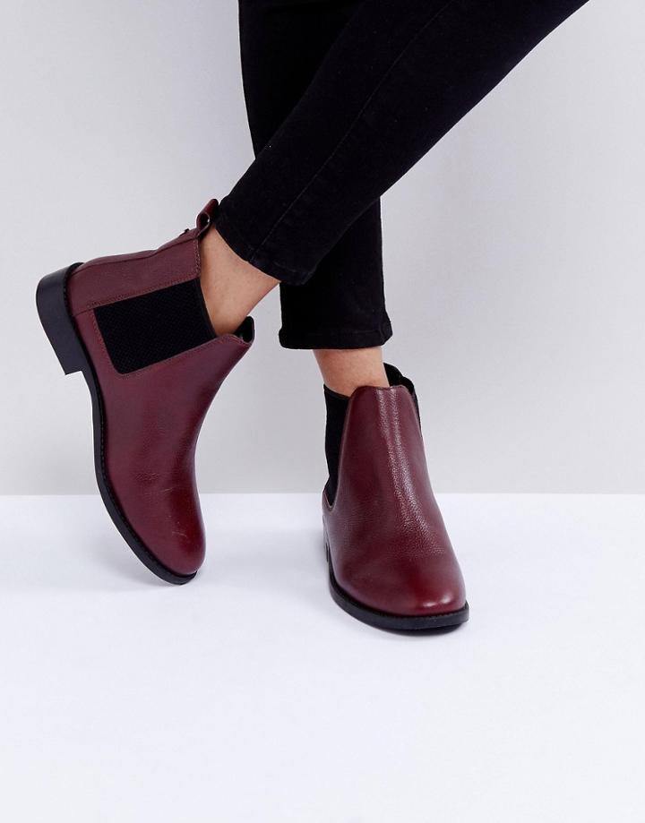 Faith Binkie Oxblood Leather Chelsea Boots - Red