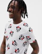 Asos Design Holidays Mickey Mouse T-shirt With All Over Santa Print - White