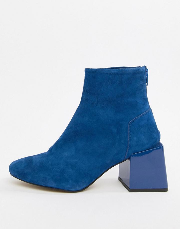 Asos Design Rome Leather Ankle Boots - Blue