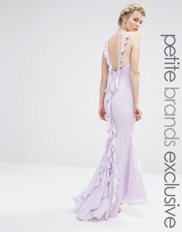 Jarlo Petite Maxi Dress With Ruffle Back Detail - Mauve