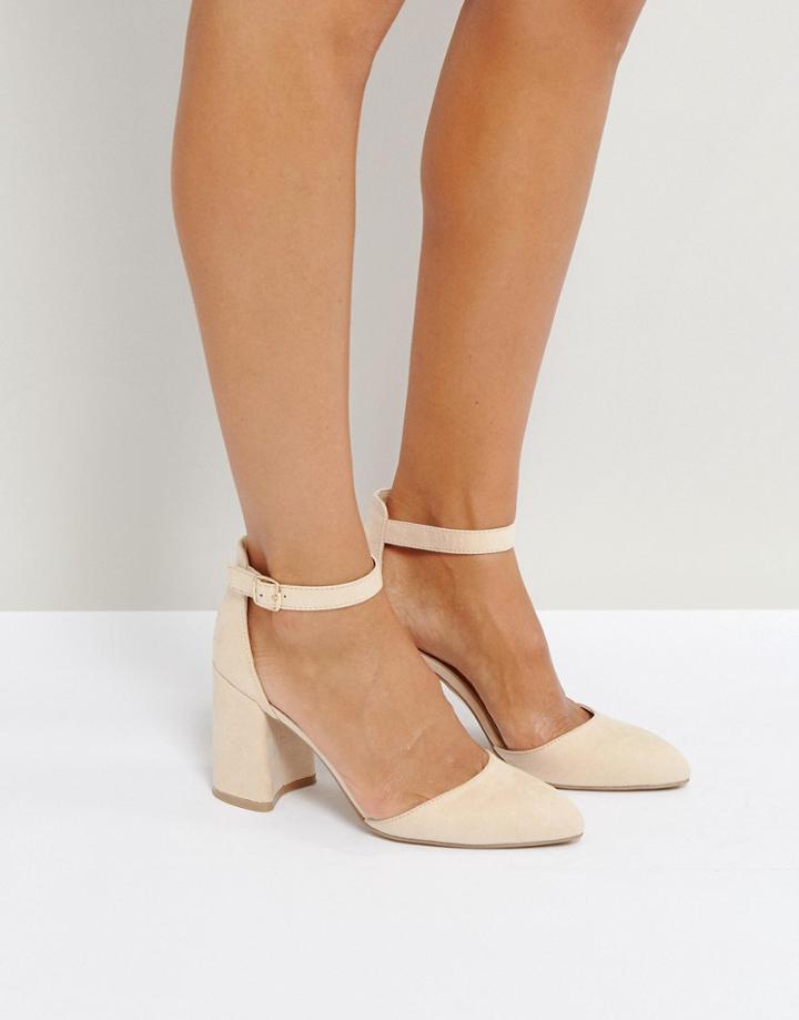 Qupid Block Point High Heels - Beige