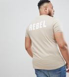 Asos Design Plus T-shirt With Rebel Print - Beige
