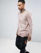 Asos Oversized Long Sleeve T-shirt With Woven Panels And Pigment Wash