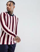 Asos Vertical Striped Sweater In Red - Red