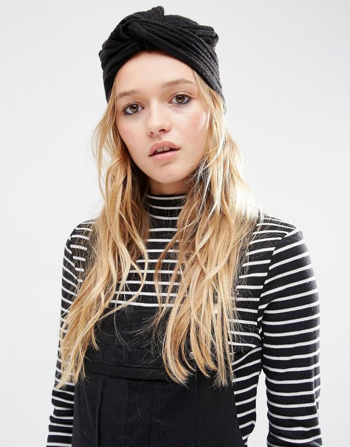 Asos Rib Turban Hat - Black