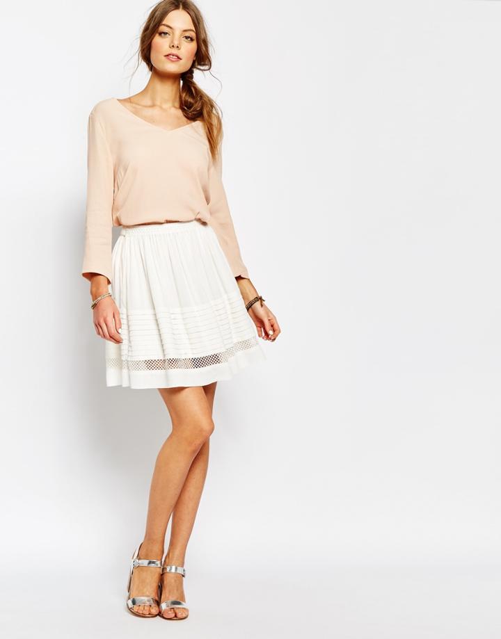 Suncoo Floaty Mini Skirt In White - 01 Blanc Casse
