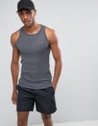 New Look Ribbed Tank In Dark Gray - Gray