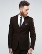 Burton Menswear Slim Suit Jacket In Wool - Brown