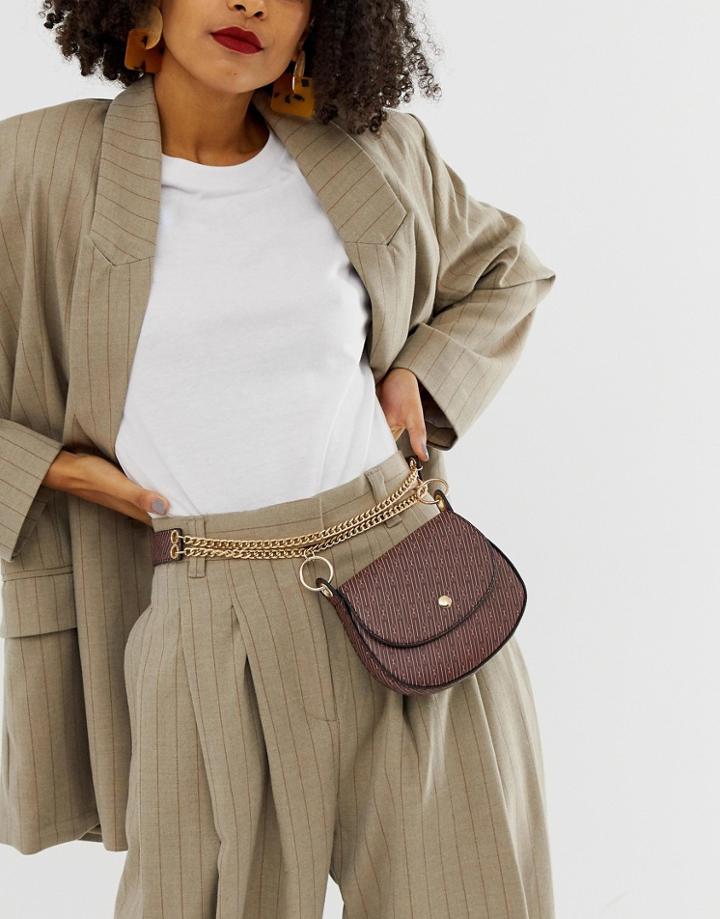 Asos Design Saddle Ladies' Wallet Waist And Hip Belt In Horse Shoe Print - Brown