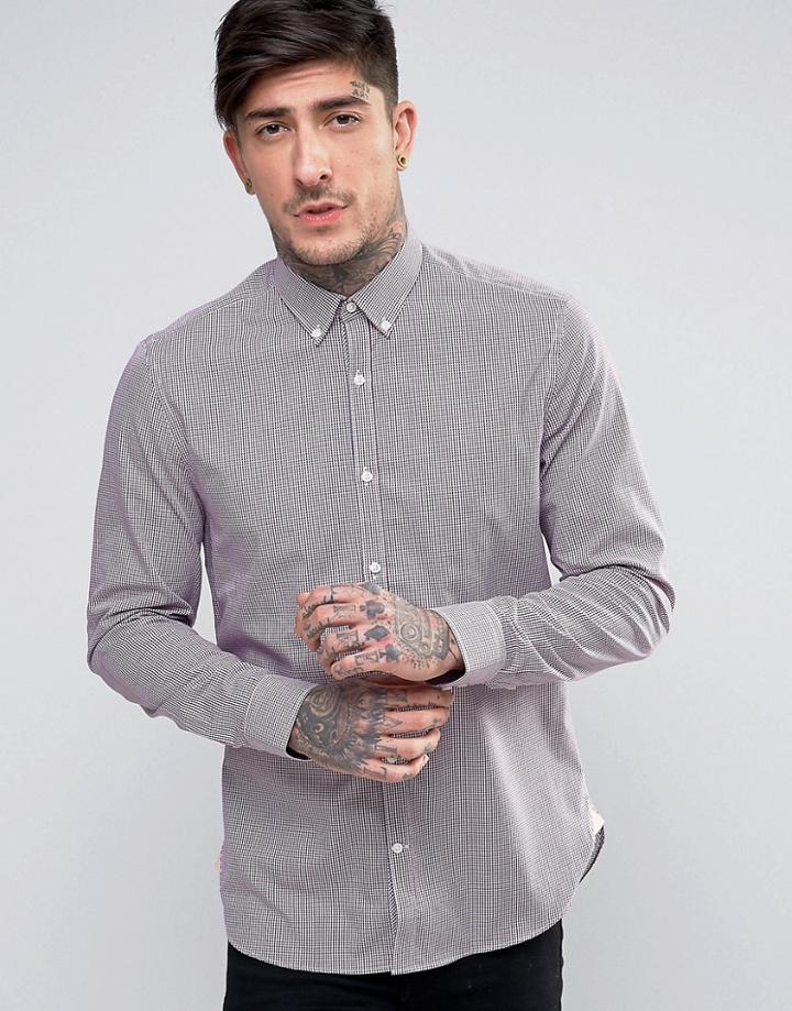 Ben Sherman Slim Fit Shirt In Red Check - Red