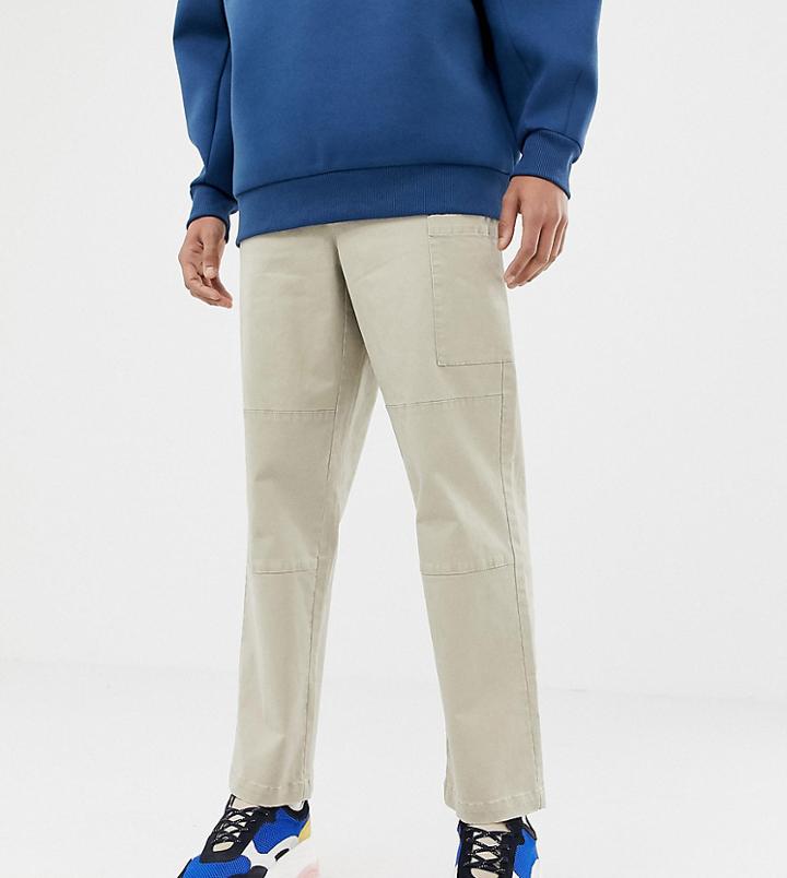 Asos White Tall Cargo Pants In Beige Heavyweight Twill