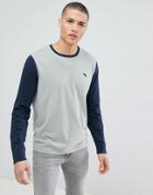 Abercrombie & Fitch Icon Logo Color Block Long Sleeve Top In Green/navy - Green