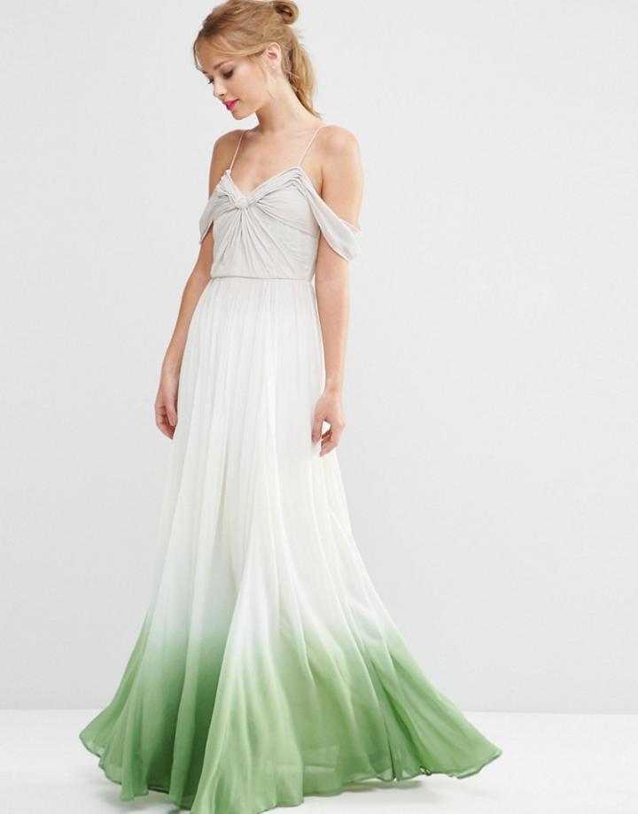 Asos Salon Ombre Ruched Maxi Dress - Multi