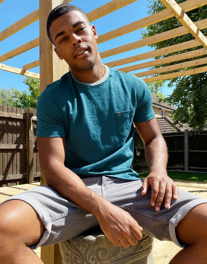 Farah Groove Ringer T-shirt In Teal-green