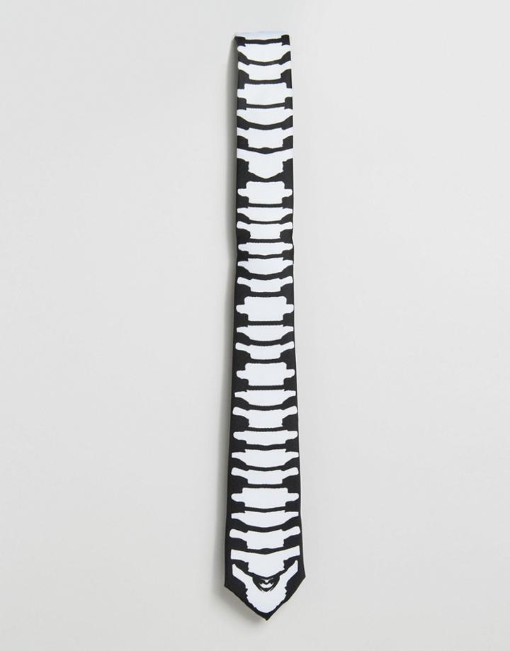 Asos Tie With Skeleton Print - Black