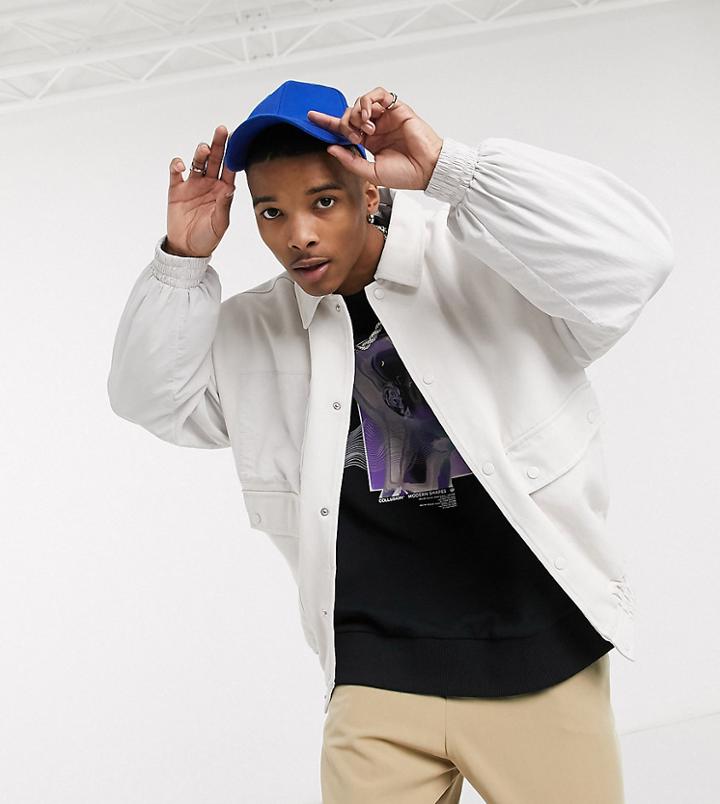 Collusion Washed Canvas Track Jacket-white
