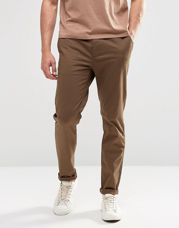 Asos Slim Chinos In Khaki - Khaki