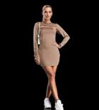 As You Satin Mini Shift Dress With Shrug In Taupe-pink