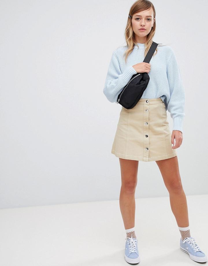 Monki A-line Mini Skirt - Beige