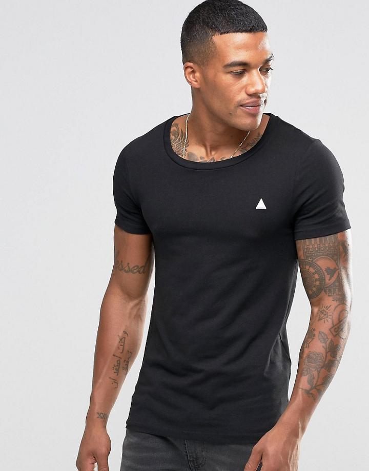 Asos Extreme Muscle T-shirt With Scoop Neck And Logo In Black - Black