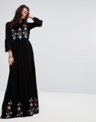 Vero Moda Embroidered Maxi Dress - Black