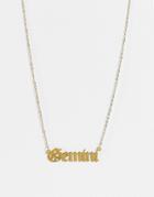 Designb London Gemini Star Sign Stainless Steel Necklace In Gold