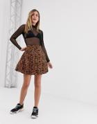 New Look Mini Skirt With Pleats In Tiger Print - Brown