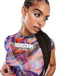 Asyou Neat Fit Mesh T-shirt With Monsoon Graphic In Multi
