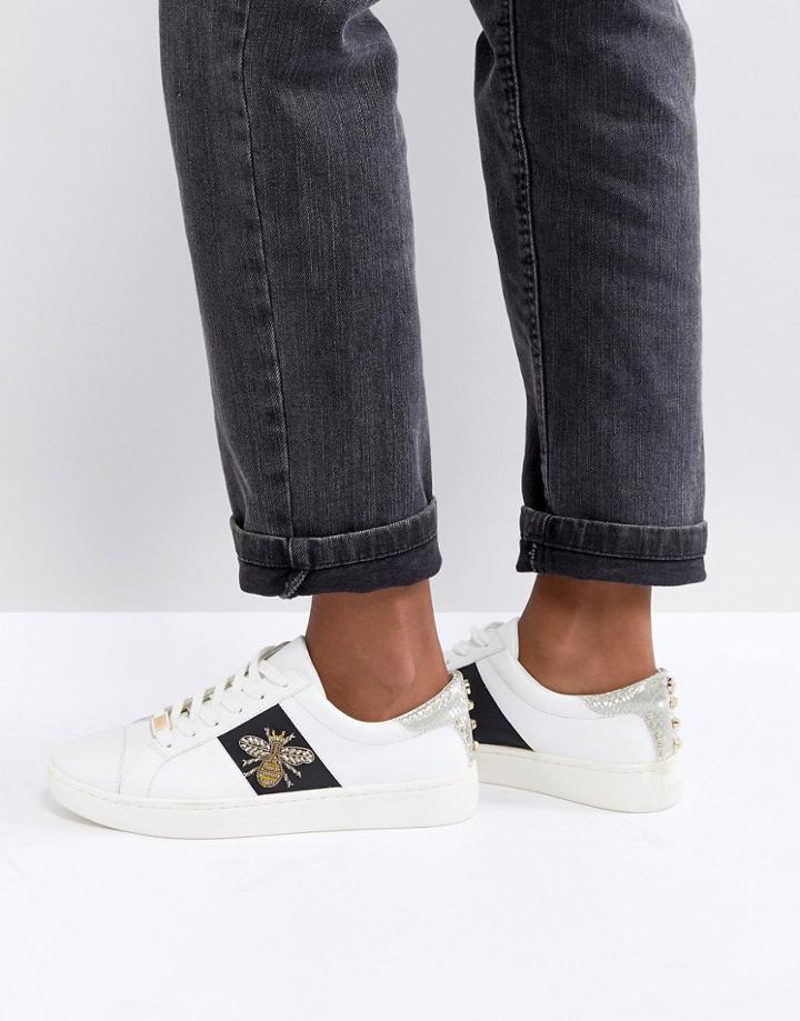 Dune London Ebie Bee Embellished Sneakers - White