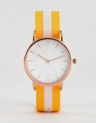 Asos Design Watch With 3 Interchangeable Check And Stripe Straps - Multi