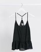 Asos Design Cami With Pep Hem Detail In Black-no Color