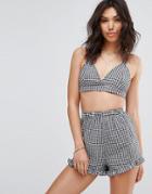 Prettylittlething Gingham Tie Bralette - Black