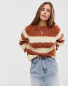 Wild Flower Sweater In Boucle Stripe - Multi