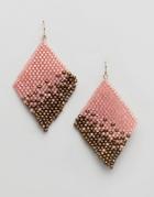Steve Madden Diamond Shaped Beaded Fishhook Earring - Pink