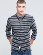 Native Youth Woven Geo Stripe Shirt - Gray