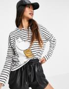 People Tree Long Sleeve T-shirt With Moomins Print In Stripe Organic Cotton-black