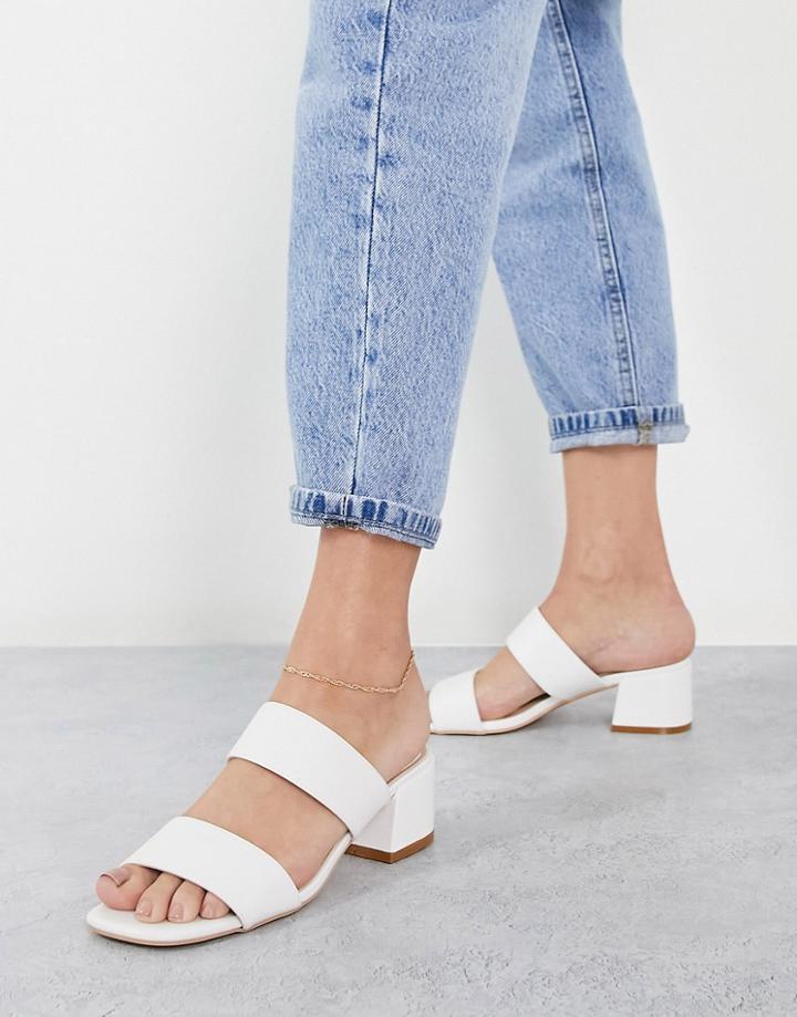 Truffle Collection Block Heel Mule Heeled Sandals In White