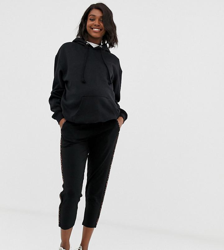 Asos Design Maternity Under The Bump Jersey Peg Pants With Animal Print Contrast Bind-black